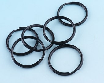 Llavero de acero inoxidable 25mm negro salto anillo o anillo llavero llavero anillo de metal anillo dividido para los hallazgos del llavero de llavero al por mayor de la cadena de la clave al por mayor
