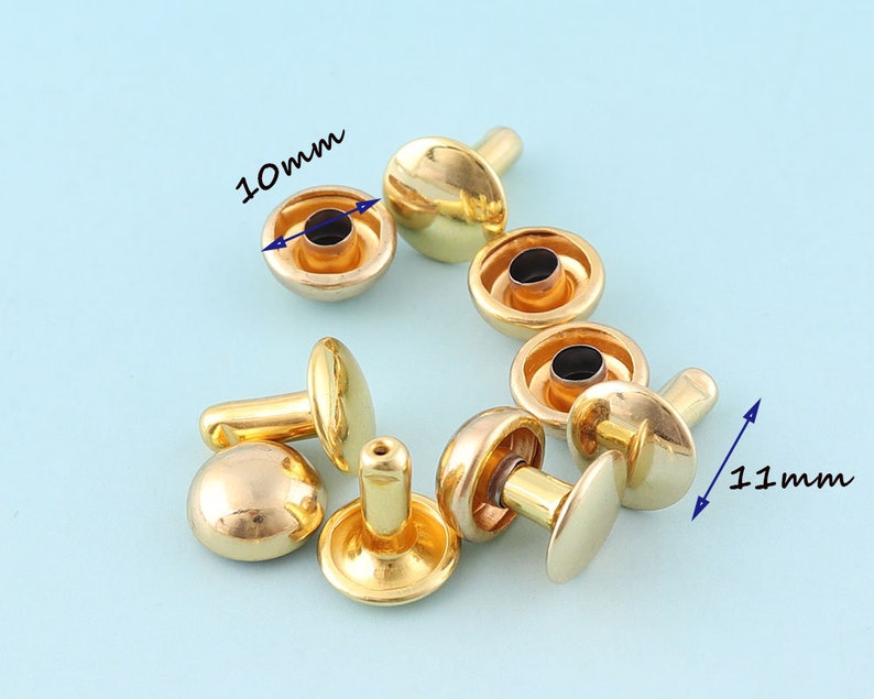 Gold Mushroom Rivets Double Caped Rivets 100sets 10mm Rivets Metal 