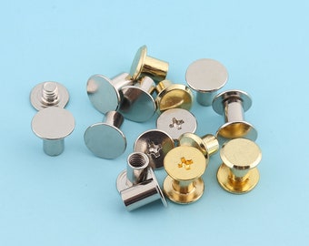 Screw Rivets 20sets 10*9mm Metal Button Screwback Studs Screw  Studs for Bag/ Belt Leather Craft Hardware Accessories