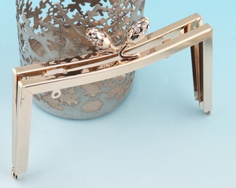 Purse Frame 15*8cm Light gold Purse Frame with diamond Kiss LocK Bag Frame Metal Coin Purse Frame Handbag accessories