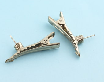 15 Stück 35 mm Light Gold Krokoklemmen Metall Haarspangen Haarschmuck Feder Alligator Haarspangen Großhandel Clips mit zähnen