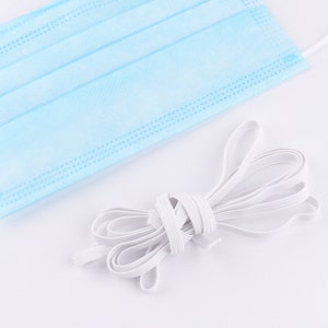 100yards White/Black Elastic band 3mm(1/8&quot;) 6mm(1/4&quot;) Elastic Cord Flat Elastic cord for mask/Garment Spool Nylon Elastic Bands Sewing