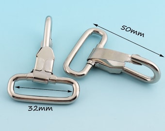 Nickel Snap Hook 2" Metal Clasp  Webbing Hook Swivel Clasp Bag Clasp Strap Connector Handbag Accessories