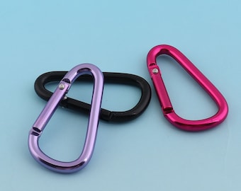 Carabiner Carabiner 1 7/8inch Black/Pinkish Purple  Keychain Engraved Keychain Cool Keychain Aluminum Carabiner-6pcs