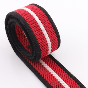 Red Webbing Cotton Webbing-5yards*38mm-Stripe Webbing Fabric belt Canvas Webbing Key Fobs Strap Webbing