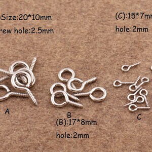 Screw Eye Bails 60pcs Screw Eye Hook for Pendants Metal Screw Eye Pins Silver Tone Eye Screw Bails Jewellery Making