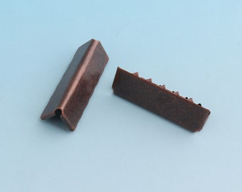 20pcs 39mm Red Copper Ribbon End Clamps Ribbon End Fastener Clasp Crimp Fasteners Closures Leather End Crimps