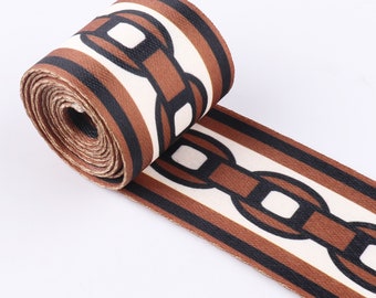 Brown Webbing 1-5 yards 50 mm Striped Webbing Soft webbing Colorful Ribbon Fabric belt Poly Webbing Strap Bag Strap Purse Strap