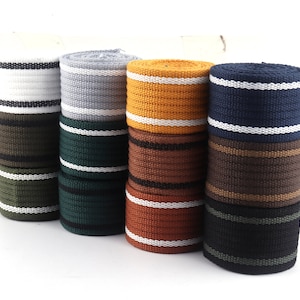 Cotton Stripe Webbing 1.5&quot;(38mm) Colorful Webbing Bag Strap Fabric Belt Canvas Webbing Pet Collar Leash Strap