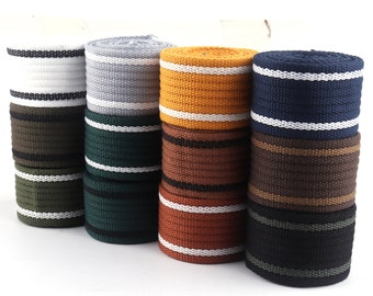 Cotton Stripe Webbing 1.5"(38mm) Colorful Webbing Bag Strap Fabric Belt Canvas Webbing Pet Collar Leash Strap