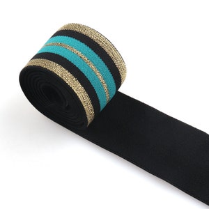 1.5&quot;(38mm) Soft Webbing strap Elastic band webbing Straps Green Striped Elastic Webbing stretch Webbing belt Webbing for Bag