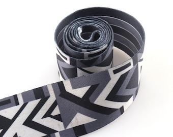 Webbing heavy weight 50mm Black Blue Stripe Webbing Fashion Purse Strap Comfortable Belt Strap Ethnic Webbing for camera Strap