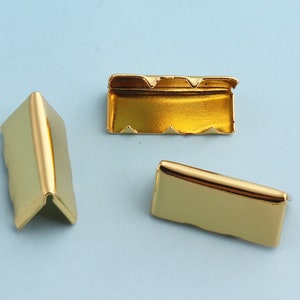 50pcs 20*9mm Gold Ribbon End Clamps Fastener Clasp Crimp Fasteners - Closures Leather End Crimps