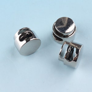 6pcs 9mm Silver Toggle Cord Stopper Metal Cord Lock Cord Toggle Lock Rope Lock Buckle Purse Closures or Embellishment