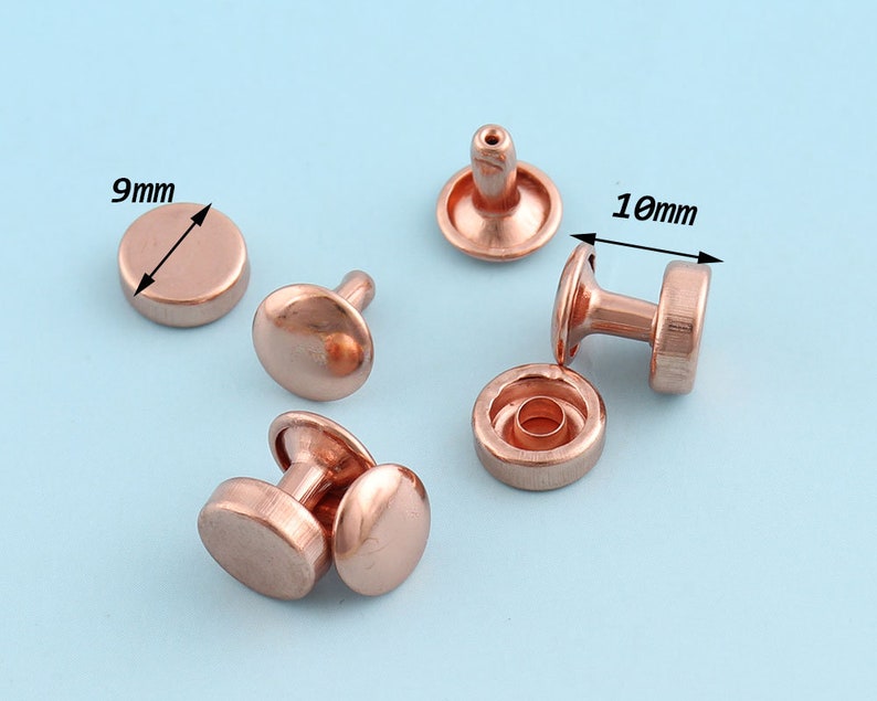 Studs Rivets 50pcs100Ppcs 9*10mm Rose gold Rivets Metal Button Double Head Rivets Purse Notions Studs for Bag Belt