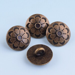 Metal Flower Buttons 5pcs 15mm Antique Brass Shank Buttons Vintage Clothing button Celtic Buttons Jacket Buttons Sewing Fastener