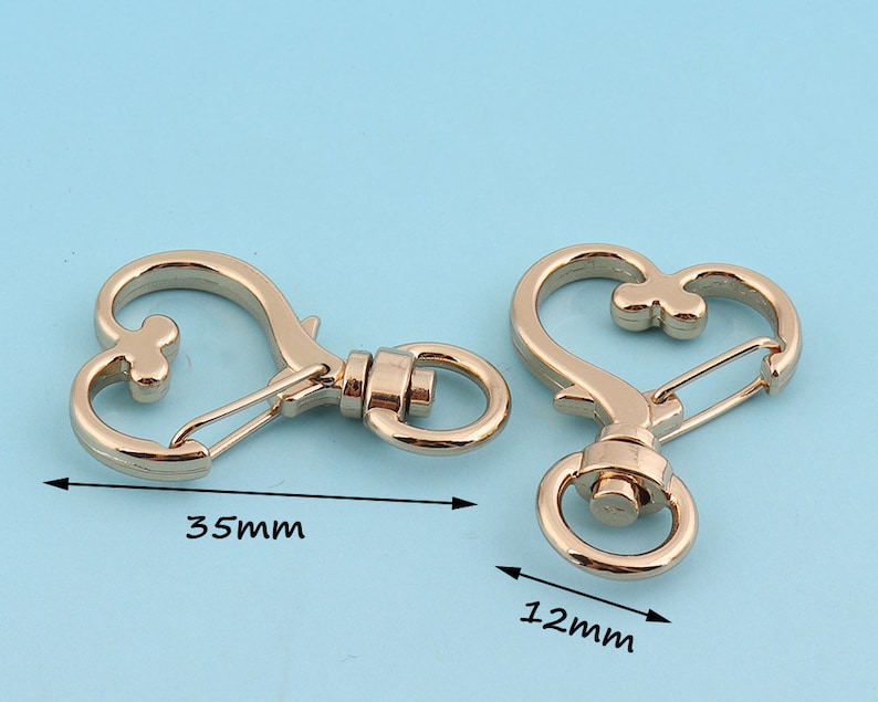 Light Golden Snap hook 10pcs 1 38 Small Heart Swivel Clasp Lobster Clasp Charming Purse Making Supplies Metal Purse Notions