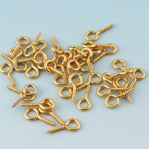 Eye pins 200pcs 11*5mm Gold Screw Eye Hook for Pendants Metal Screw Eye Pins Silver Tone Eye Screw Bails Jewellery Making