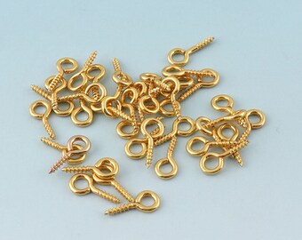 Eye pins 200pcs 11*5mm Gold Screw Eye Hook for Pendants Metal Screw Eye Pins Silver Tone Eye Screw Bails Jewellery Making