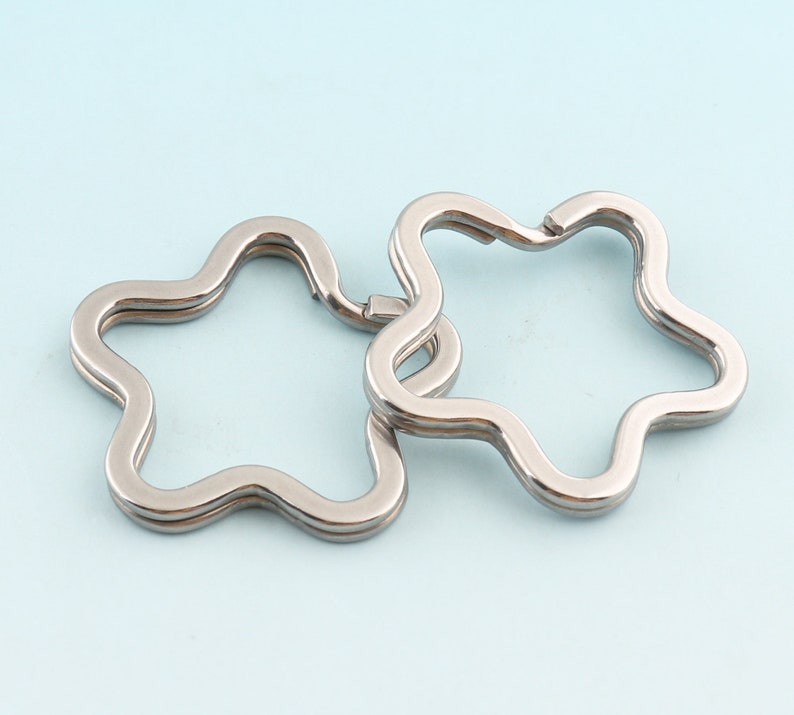 6pcs 35mm Stainless Steel Key rings Star Shape Key Ring Silver Jump Ring Metal Split Ring for Key Chain Wholesale Key Ring Findings