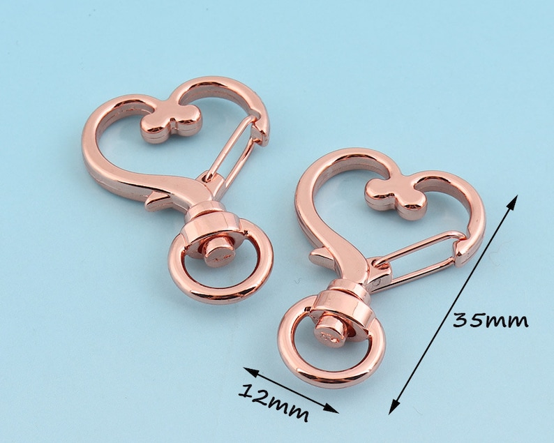 Swivel Snap hook 10pcs 1 38 Rose Gold Swivel Hooks Heart Swivel Clasp Lobster Clasp Bag Clips Purse Supplies Metal Purse Notions