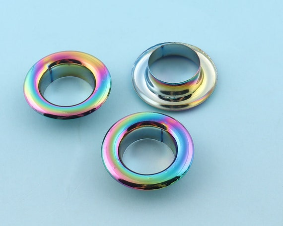 Grommets Eyelets Metal eyelets For Bead Cores Clothes Leather 10set Rainbow Eyelet Grommets with washer 23*13*6.5mm OD*ID*height