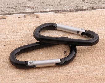 Carabiner 48mm Aluminum Carabiner Black Keychain Engraved Keychain Cool  Keychain Metal Carabiner-6pcs