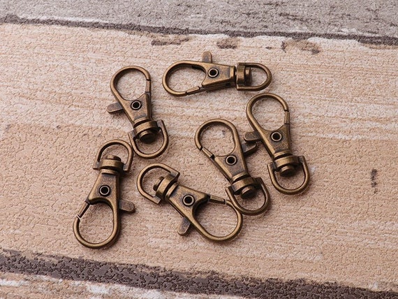 15pcs Antique Brass Swivel Clasp 32 10mm Snap Hook Large Metal Lobster  Clasp Leatherware Accessories Bag Hardware 