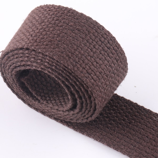 Cotton Webbing 1-5 yards*25mm Dark brown Webbing Fabric belt Canvas Webbing Key Fobs Strap Webbing Bag strap