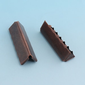 50pcs 39mm Red Copper Ribbon End Clamps Ribbon End Fastener Clasp Crimp Fasteners Closures Leather End Crimps