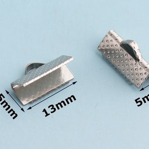 100pcs 13mm Silver Ribbon End Clamps Fastener Clasp Crimp Fasteners - Closures Cord Crimp Leather End Crimps