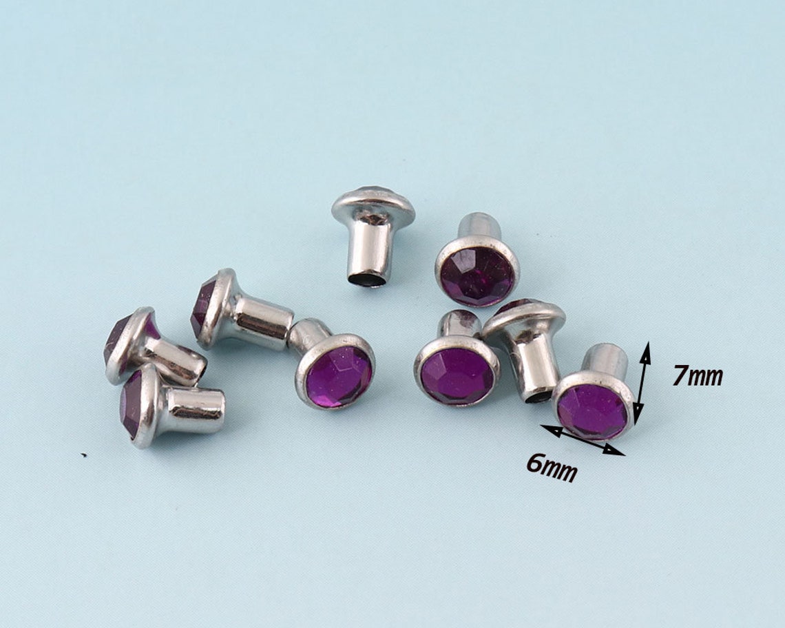 Purple Rivet Rapid Rivets 30sets 6mm Purple Rivets Metal Button Rivets With Diamond ...