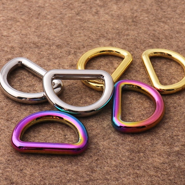3/4" Multi Color D rings Metal D Ring Belt Buckle Purse Loop Bag Clasp Leather Craft Accessories Webbing Hardware-4pcs