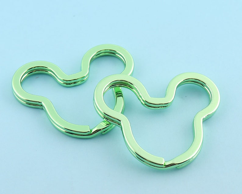 Green Mouse Key Ring 8pcs 38mm Cute Key Fob Ring Metal Split Ring for Key Chain Wholesale Key Ring Findings