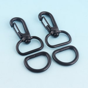 Schwarz Schwenkverschluss mit d Ringen 20mm Snap Haken Metall Hummer Verschluss Schwenkhaken für Leine Lanyard Clips
