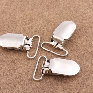 8pcs 1 &quot; Silver Suspender clips Metal Kam Clips Dummy Clips Pacifier Clips Suspender Slide Adjusters Suspender Supply