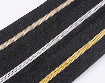 Schwarze Reißverschluss Band Größe 3 x 1-5 Yards Nylon Reißverschluss Spule mit Puller Metall Reißverschluss Verschluss Slider Geldbörse machen Hardware Tasche Spule Reißverschluss