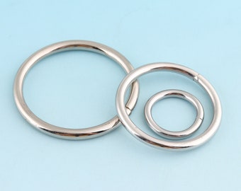 Silver O Ring 20pcs 19mm/32mm/40mm Non Welded Metal O Buckle Belt Strap Buckle Webbing O Ring Leather Craft Hardware