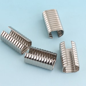 Silver Ribbon End Crimps 15pcs 20mm Ribbon End Fastener Clasp Crimp Fasteners Closures Leather End Crimps Rope End Clamps