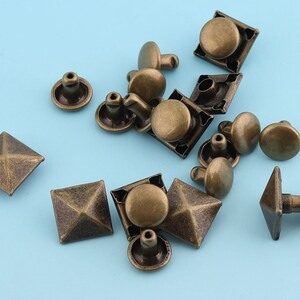 Antique Bronze Rivets 50sets 10*10mm Metal Button Double Capped Rivets Double Head  Purse Notions Rivet Studs for Bag/ Belt Leather Craft