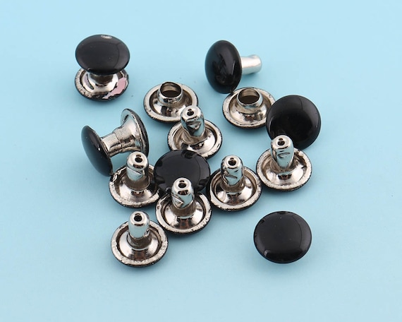 50sets 8*7mm Black Rivets Metal Grommet Rivet Button Double Capped Rivets Double Head Purse Notions Rivet Studs for Bag Belt