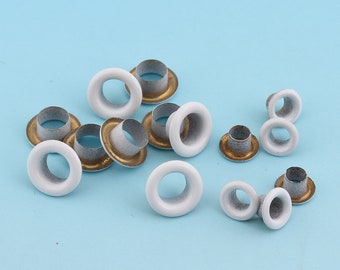 100pcs White Eyelets 8mm/11mm Round Grommet Eyelets Metal Eyelet  for Sewing Bead Cores Clothes Leather/ Canvas/Shoe Making