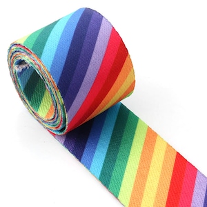 Regenbogen Zoll Webbing 38mm Streifen Webbing bunte Band Stoff Gürtel Canvas Webbing SchlüsselAnhänger Band Webbing Geldbörse Band