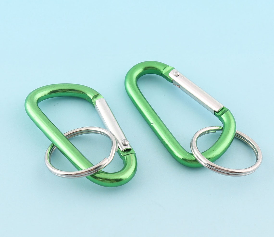 4825mm Green Carabiner With Split Rings Metal Carabiner Etsy