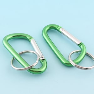 48*25mm Green Carabiner with Split Rings Metal Carabiner Keychain Engraved Keychain Cool Keychain Aluminum Carabiner