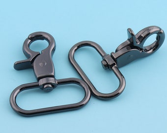 Negro giratorio Snap Hook 8pcs 48 * 32mm Metal Lobster Cierre Delanyard Bolsa Hardware Cinta Conector Handbag Accesorios