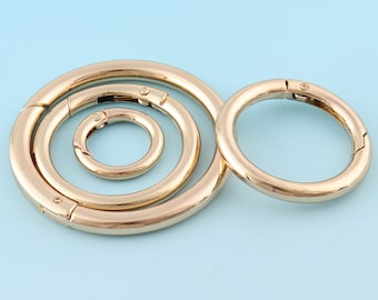 Light Gold Spring Hook Push Gate Snap Hook O anillo metal cierre para cuero y tamaño de tela con 25mm / 32mm / 38mm / 50mm