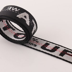 Black Letter Webbing 5 yards*20mm Letter Webbing Fabric belt Canvas Webbing Key Fobs Strap Webbing Bag strap