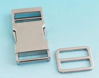 Side Release Buckle Silver Adjuster Buckle 25mm ZINC ALLOY Adjuster Buckle Strap Buckle Bag Hardware Adjuster Slider Buckle