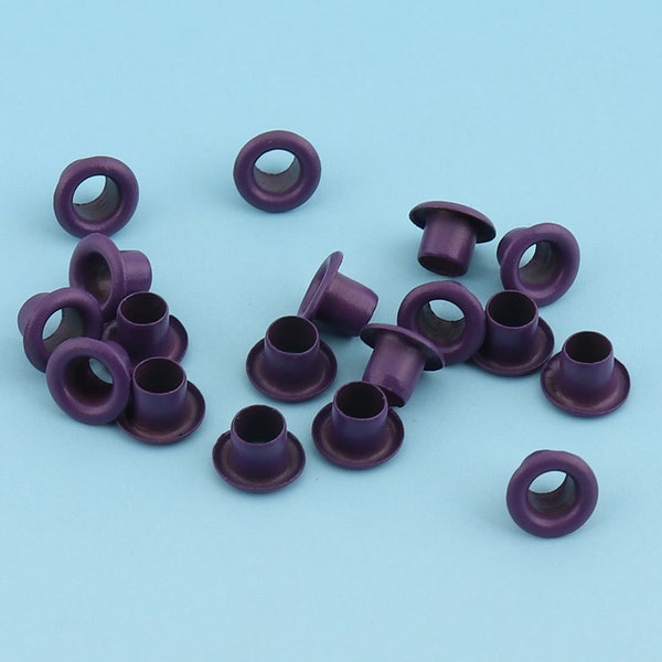 Purple Eyelets 6mm Mini Round Grommet Eyelets 100sets for Sewing Bead Cores Clothes Leather  Craft Canvas Shoe Making